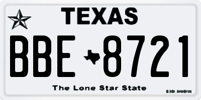 TX license plate BBE8721