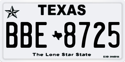 TX license plate BBE8725