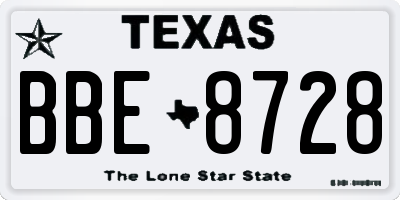 TX license plate BBE8728