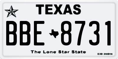 TX license plate BBE8731