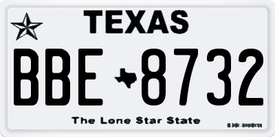 TX license plate BBE8732