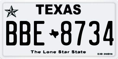 TX license plate BBE8734