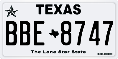 TX license plate BBE8747