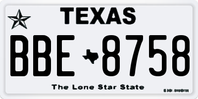TX license plate BBE8758