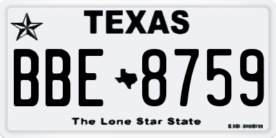 TX license plate BBE8759