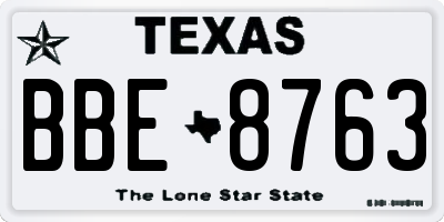TX license plate BBE8763