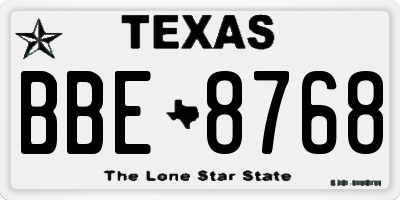 TX license plate BBE8768