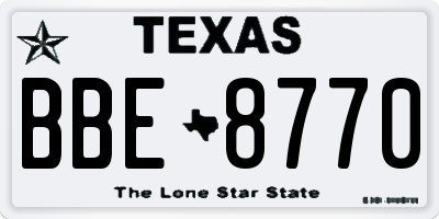 TX license plate BBE8770