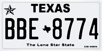 TX license plate BBE8774