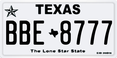 TX license plate BBE8777