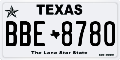 TX license plate BBE8780