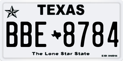 TX license plate BBE8784