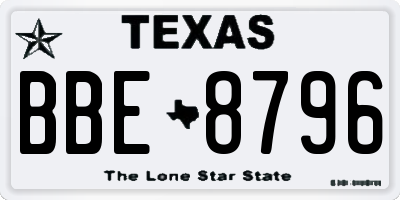 TX license plate BBE8796