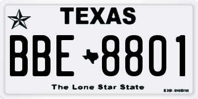 TX license plate BBE8801