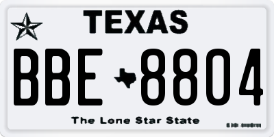 TX license plate BBE8804