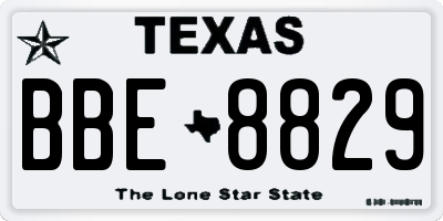 TX license plate BBE8829