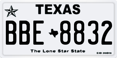 TX license plate BBE8832