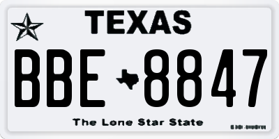 TX license plate BBE8847