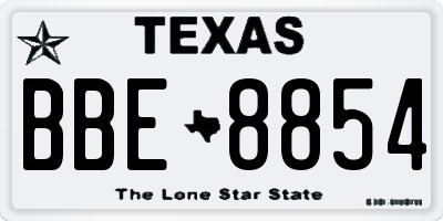 TX license plate BBE8854