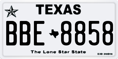 TX license plate BBE8858