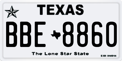 TX license plate BBE8860