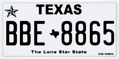 TX license plate BBE8865