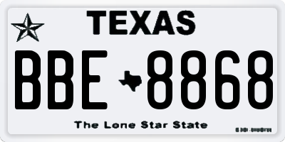 TX license plate BBE8868