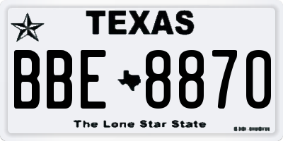 TX license plate BBE8870