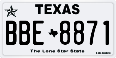 TX license plate BBE8871