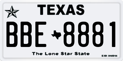 TX license plate BBE8881