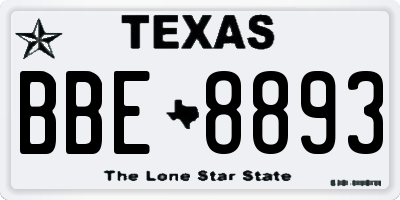 TX license plate BBE8893