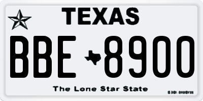 TX license plate BBE8900