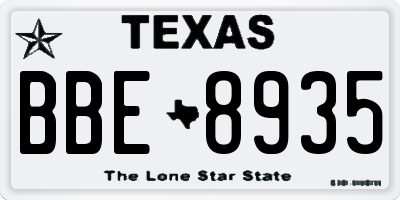 TX license plate BBE8935