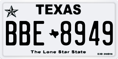TX license plate BBE8949