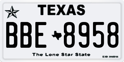 TX license plate BBE8958