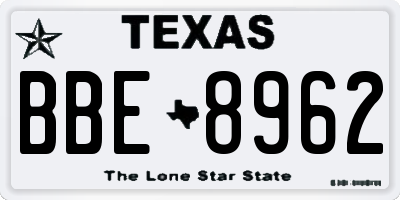 TX license plate BBE8962