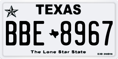 TX license plate BBE8967