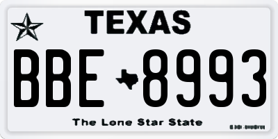 TX license plate BBE8993