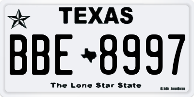 TX license plate BBE8997