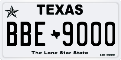 TX license plate BBE9000