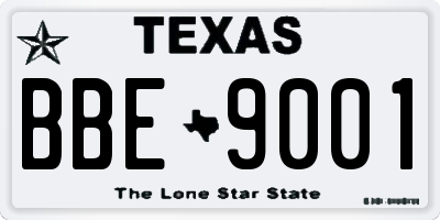 TX license plate BBE9001