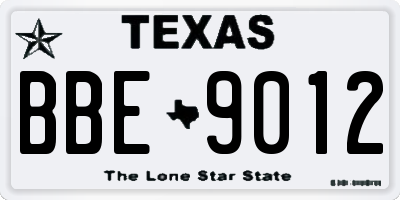 TX license plate BBE9012