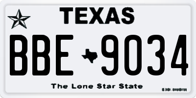 TX license plate BBE9034