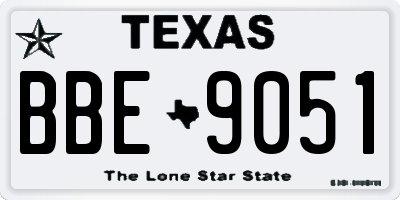TX license plate BBE9051