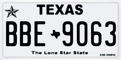 TX license plate BBE9063