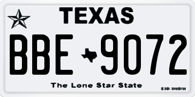 TX license plate BBE9072