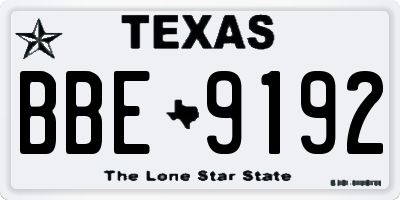TX license plate BBE9192