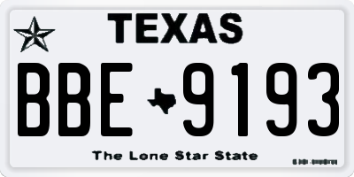 TX license plate BBE9193