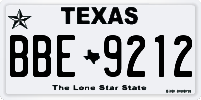 TX license plate BBE9212
