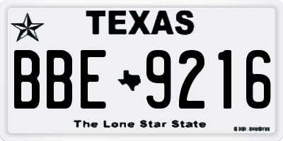 TX license plate BBE9216